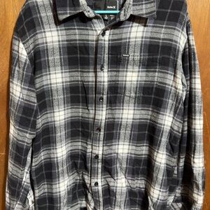 Hurley Men's Black and White Flannel Shirt